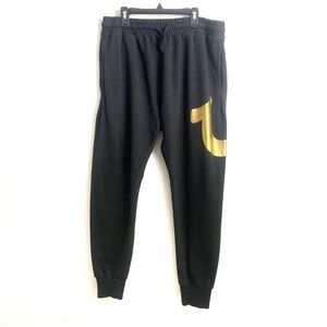 True Religion Charcoal Gray Joggers Sweats Oversized Gold Logo Men's Size Large